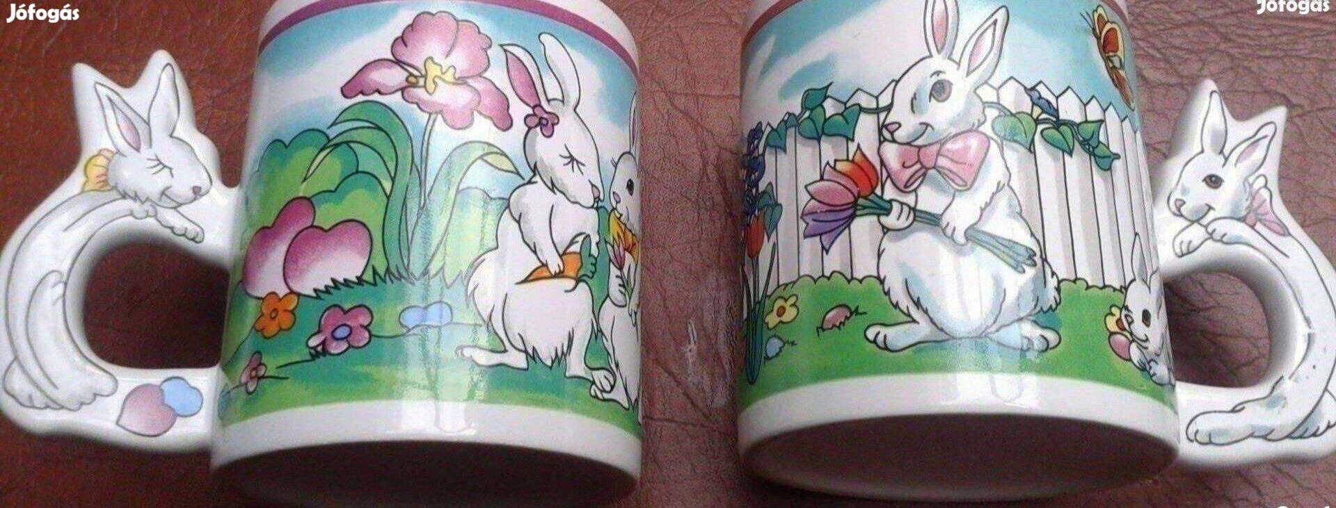 Húsvéti porcelán nyuszi bögre 2 db új
