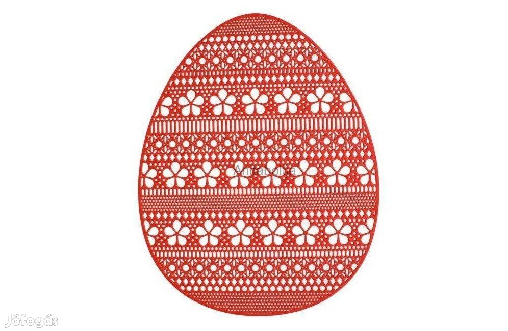 Húsvéti tányéralátét - piros perforált tojás modell 31x39cm