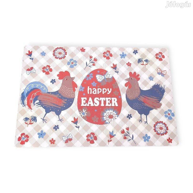 Húsvéti tányéralátét műanyag Happy Easter kakasok, 30x45 cm