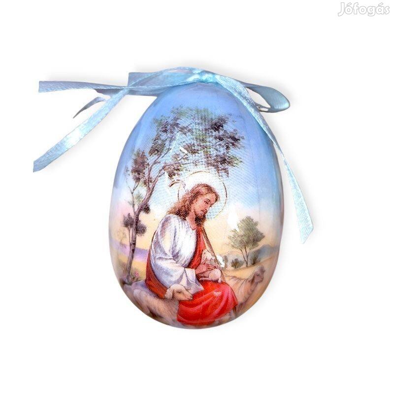 Húsvéti tojás dekoráció Jézus motívummal, 7,5 cm
