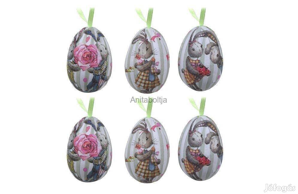 Húsvéti tojás dekoráció - Nyuszik 5cm - 6 db