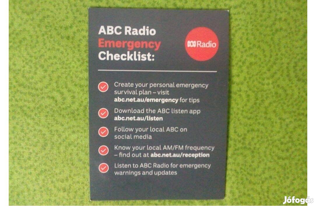 Hűtőmágnes - ABC Radio Emergency * 7,5 x 10,5 cm * Mágneses alap