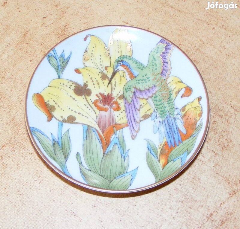Hutschenreuther porcelán madaras falitányér kolibri, virág