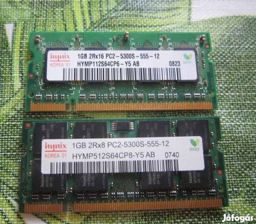 Hynix 2 x 1GB DDR2 Laptop RAM pár. Gépekben működtek /Hódmezővásárhely