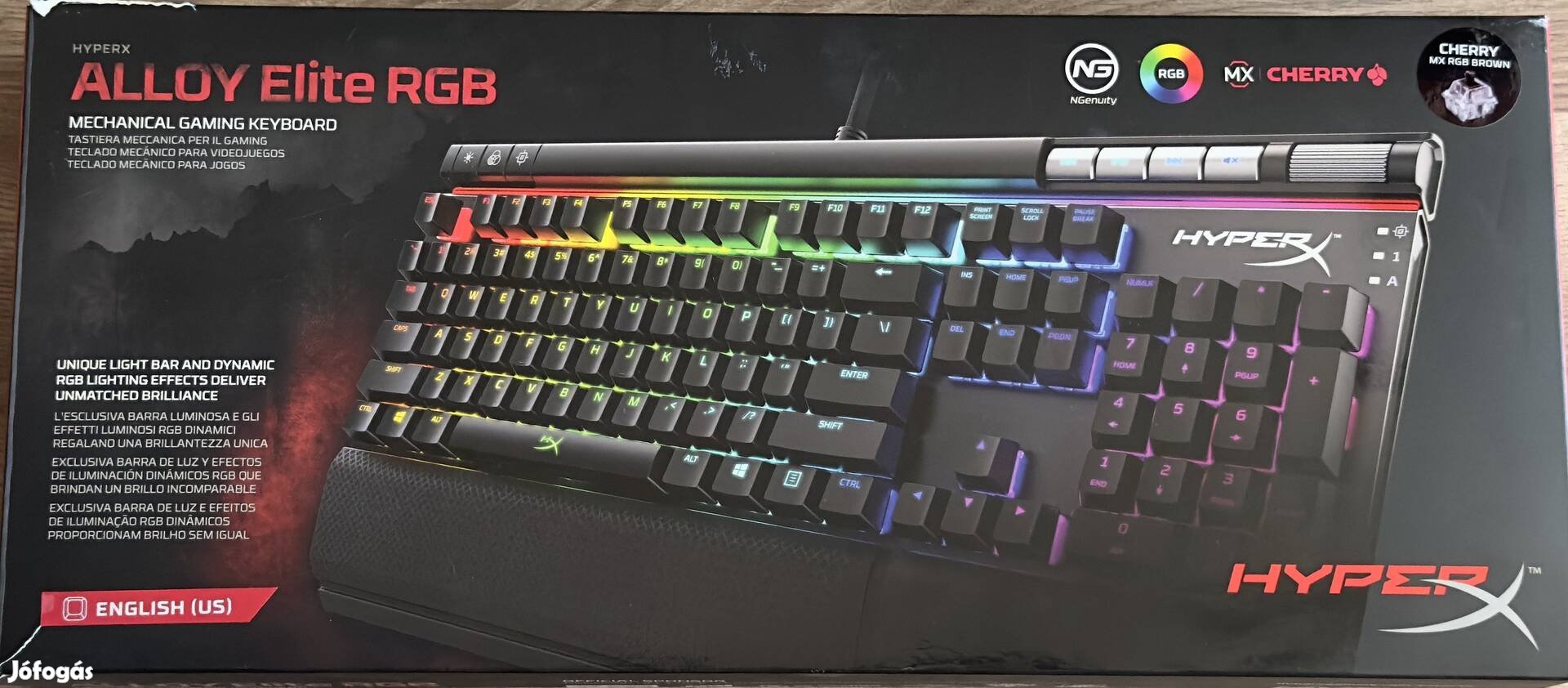 Hyperx Alloy Elite RGB Mechanikus games billentyűzet QWERTY kiosztás