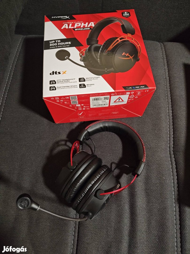 Hyperx Cloud Alpha Wireless felsőkategóriás gamer fejhallgató 