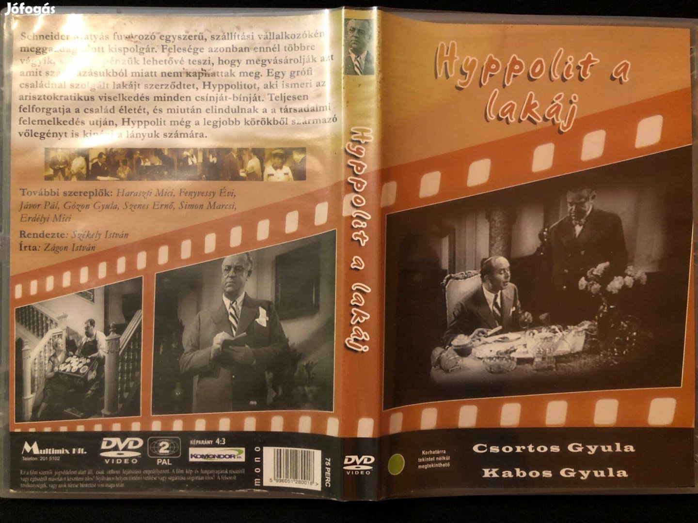 Hyppolit, a lakáj DVD (karcmentes, Kabos Gyula, Multimix kiadás)