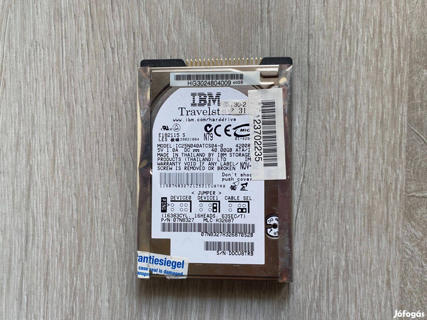 IBM márkájú 40GB-os notebook hdd merevlemez winchester