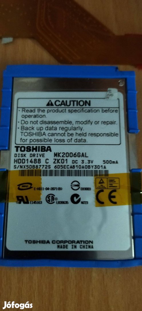 IDE Ultra ATA 2MB 1.8 Hard Drive Merevlemez Toshiba 20GB