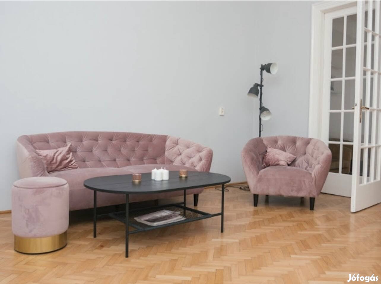 ID Design Ria 3 személyes kanapé rózsaszín bársony