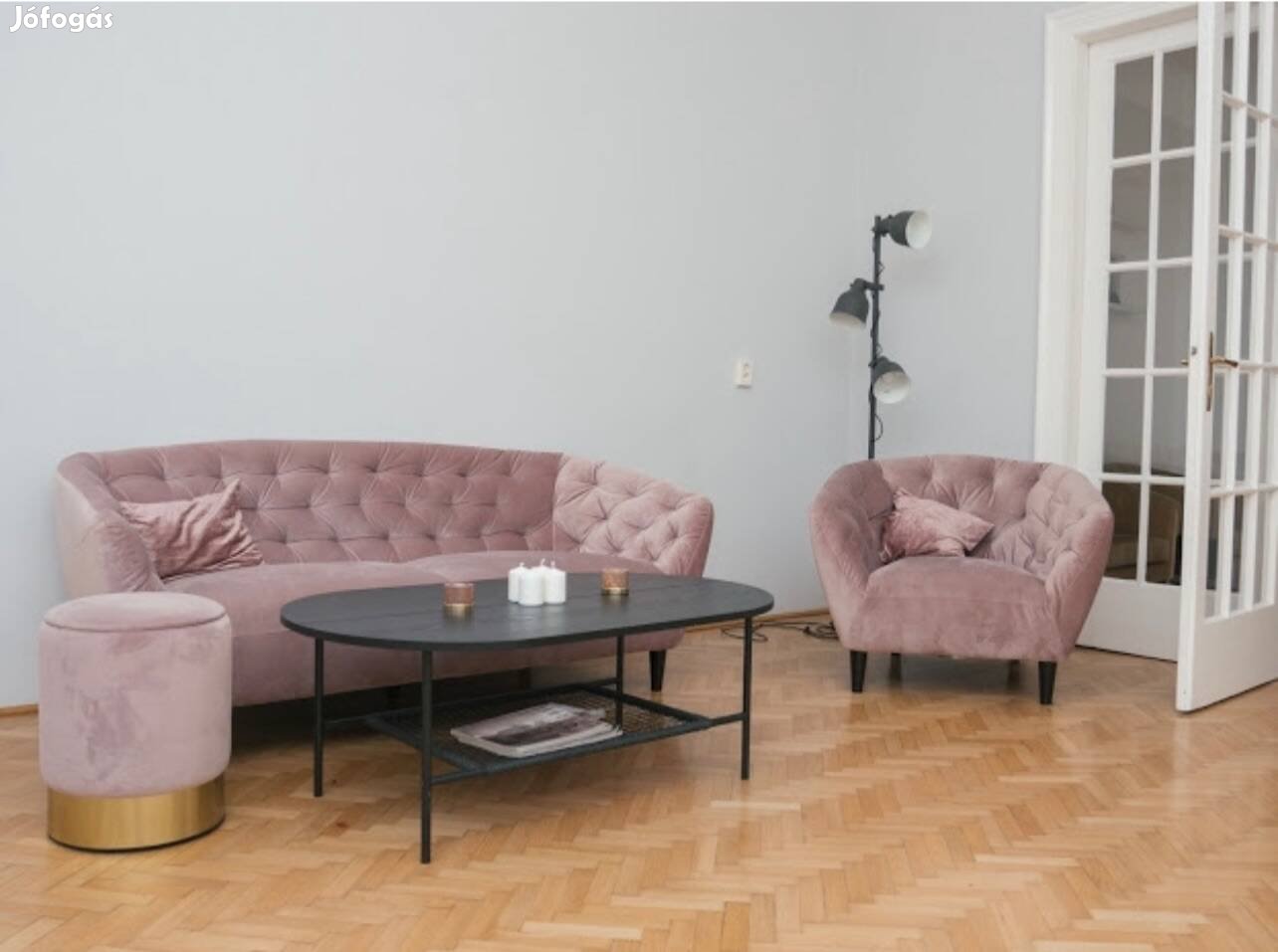 ID Design Ria fotel egyszemélyes rózsaszín bársony
