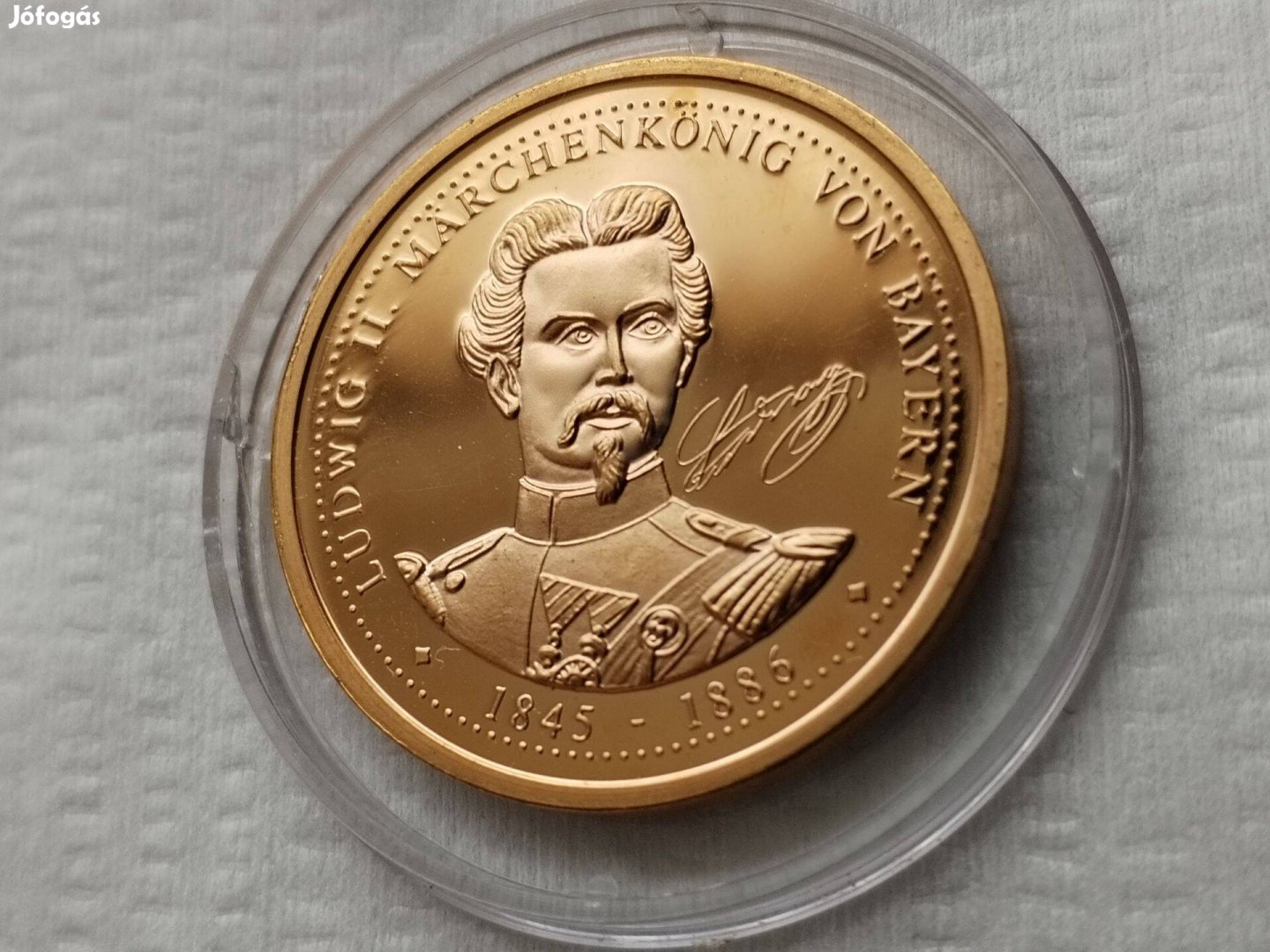 II. Lajos Bajor Király Aranyozott emlékérem