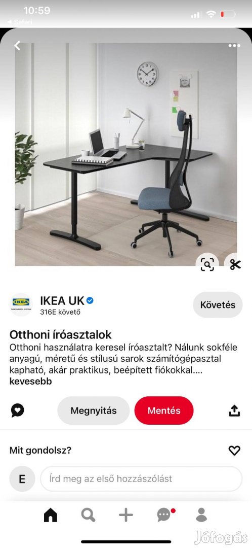 IKEA Bekant sarok asztal