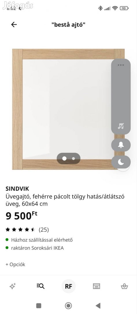 IKEA Besta elemhez Sindvik üveg ajtó 