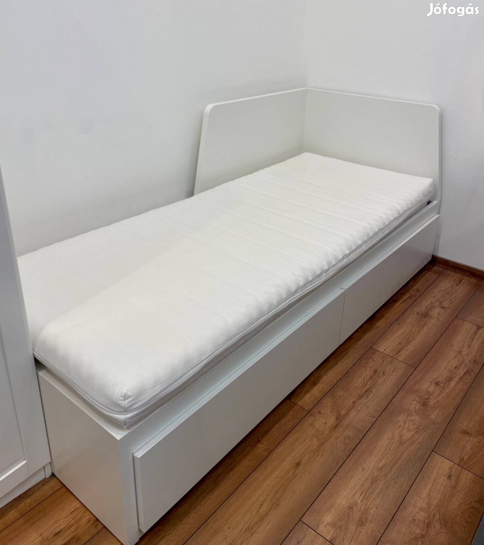 IKEA Flekke kanapéágy 2 fiókkal, 2 matraccal Fehér, 80x200 cm