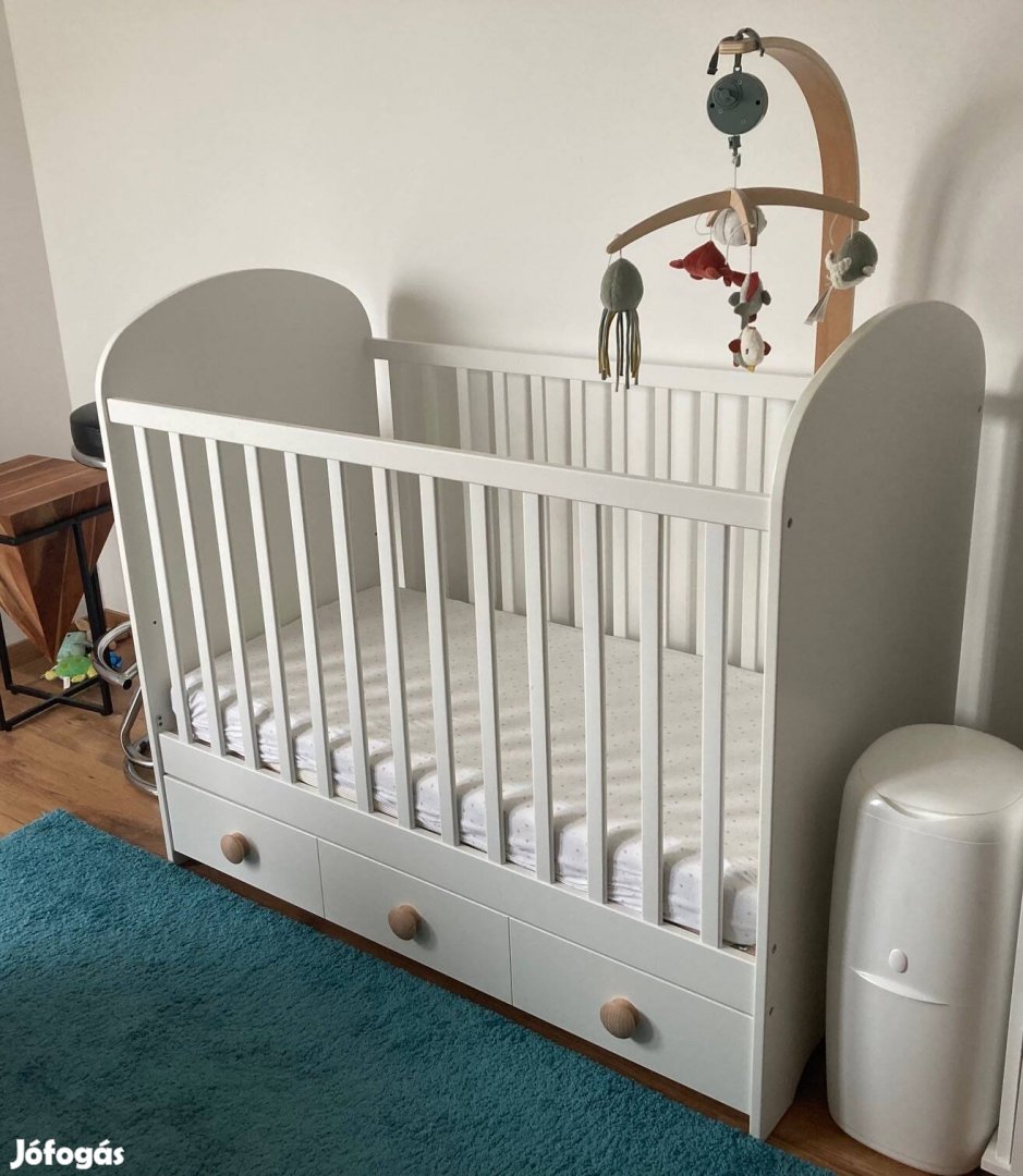 IKEA Gonatt rácsos babágy/gyerekágy matraccal