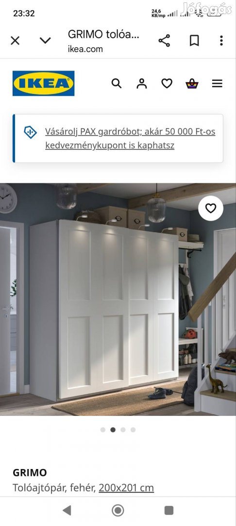 IKEA Grimo tolóajtó pár szerelvénnyel eladó 