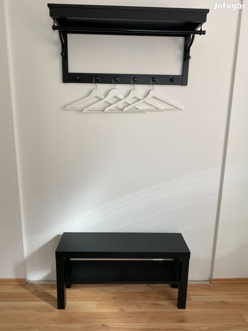 IKEA Hemnes Kalaptartó polc, 85 cm Ruhafogas, táskatartó asztallal