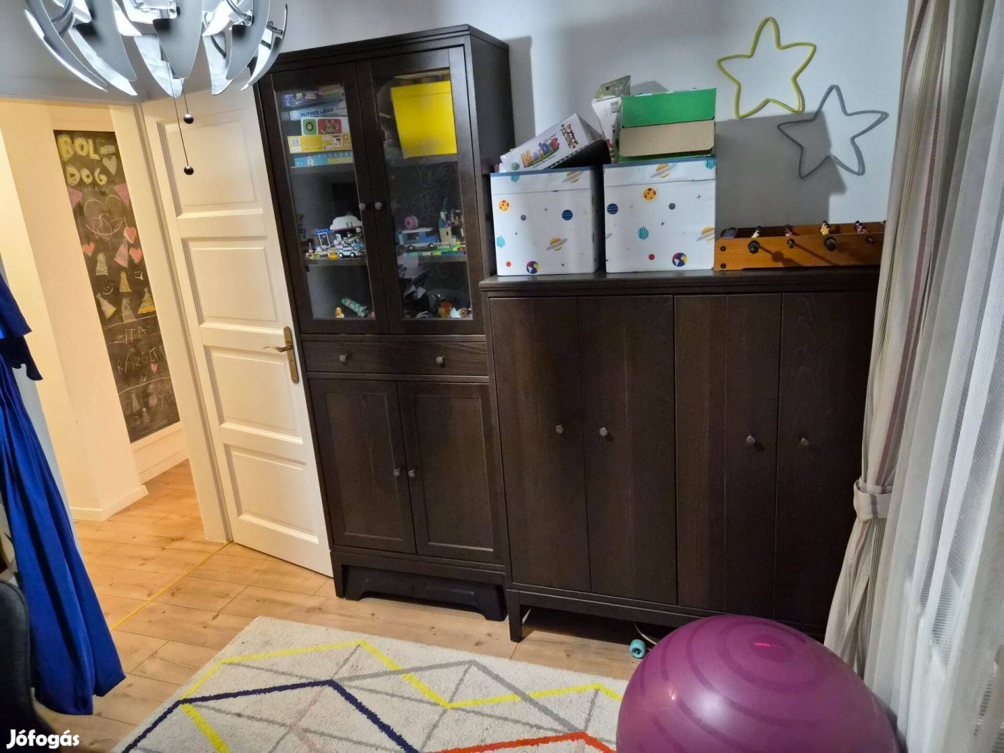 IKEA Idanas Üvegajtós magasszekrény - barna