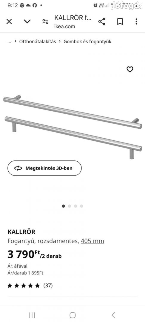 IKEA Kallrör fogantyú 2db 405 cm