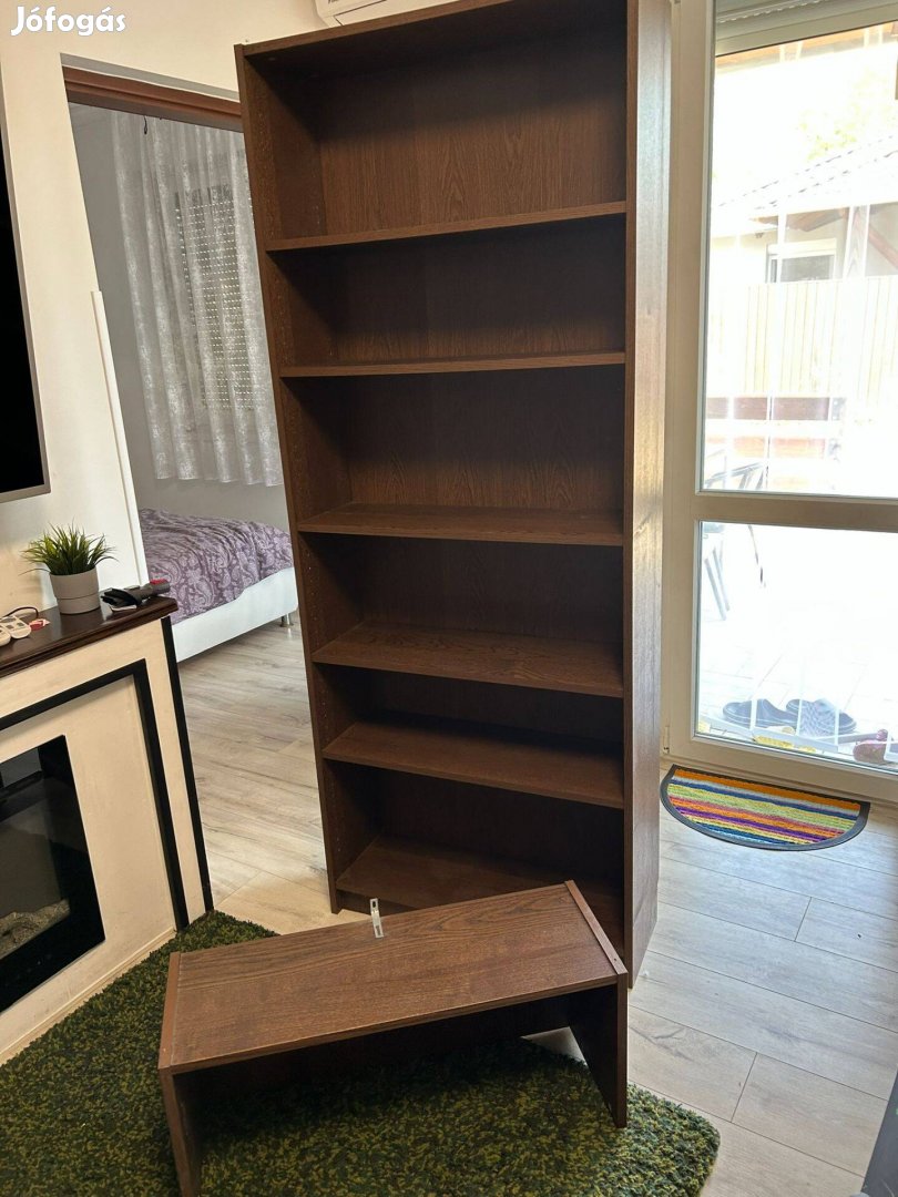 IKEA Könyvespolc +magasító barna dió 80x28x237 cm szekrény nappali