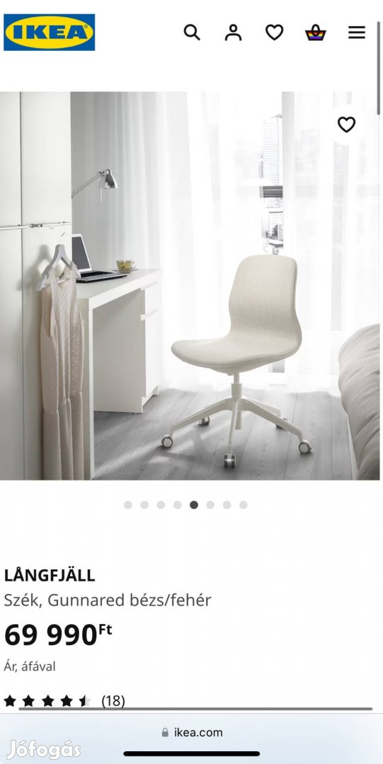 IKEA Langjfall irodai ergonómikus fehér szék