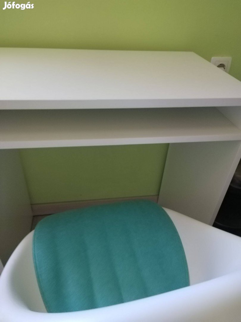 IKEA Loberget / Sibben szék Gyerekforgószék párnával, fehér/türkiz
