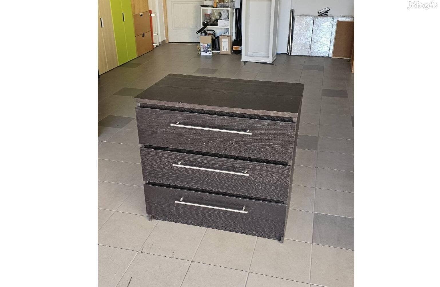 IKEA Malm 3 fiókos komód, fekete-barna