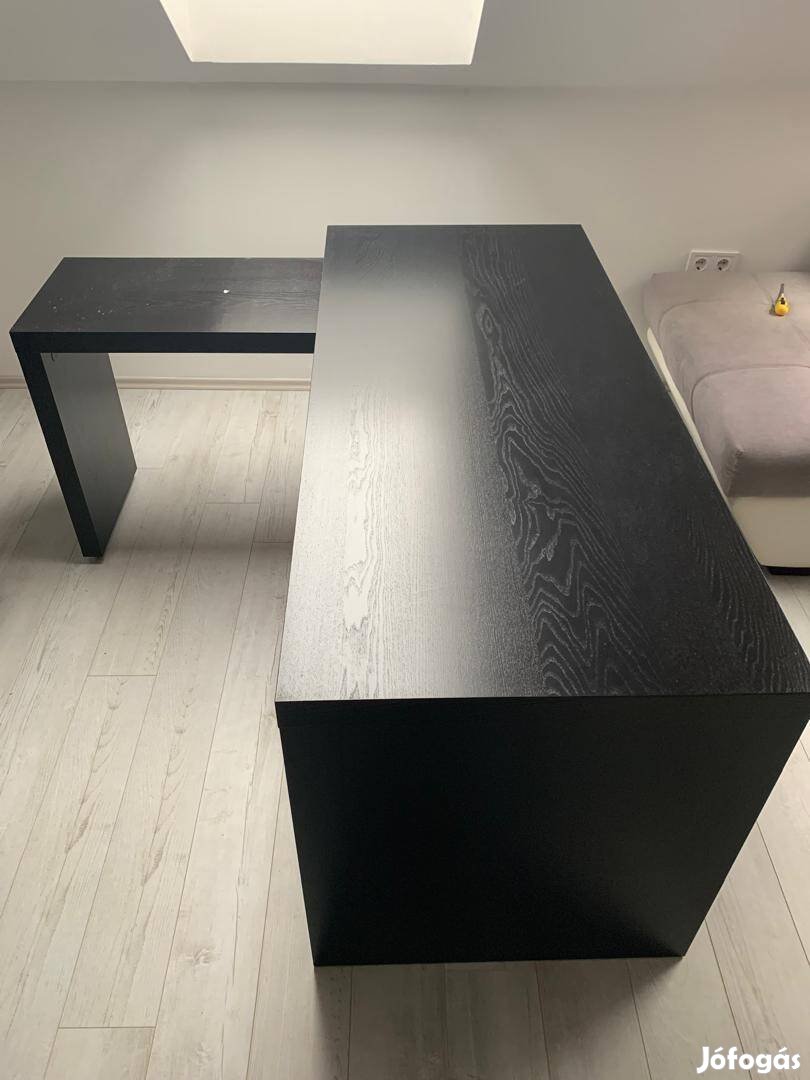 IKEA Malm iroasztal kihúzható lappal, fekete-barna 151X65 cm