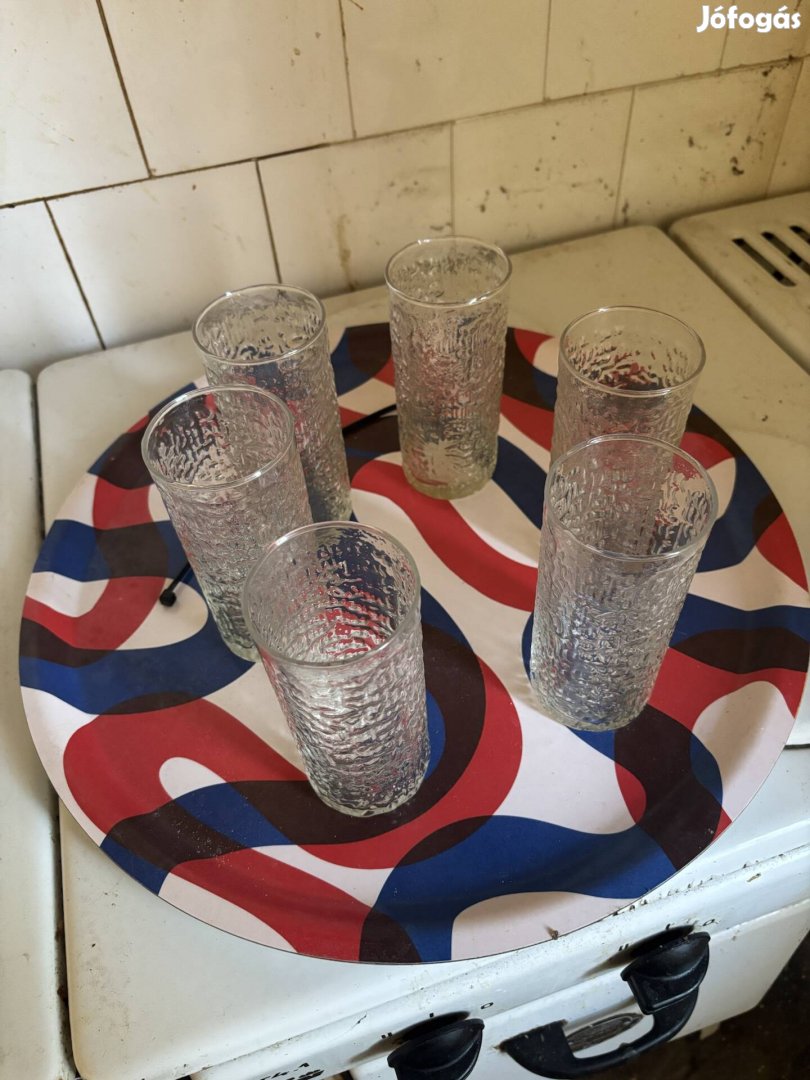 IKEA Nagyméretű Tálca + 6 Pohár 