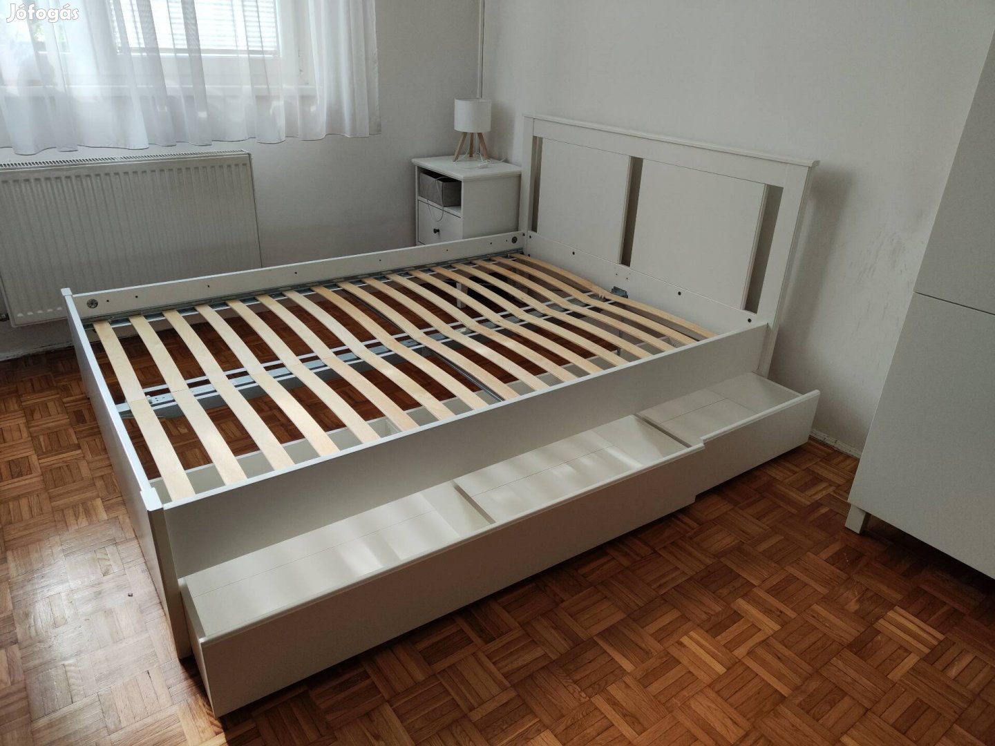 IKEA Songesand Ágykeret 2 tárolódobozzal, fehér/Luröy, 140x200 cm