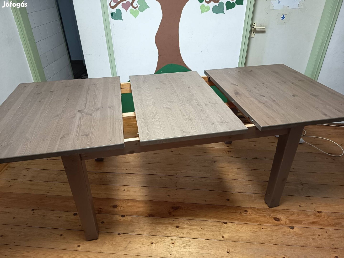 IKEA étkezőasztal 4 db székkel, fenyő étkező asztal