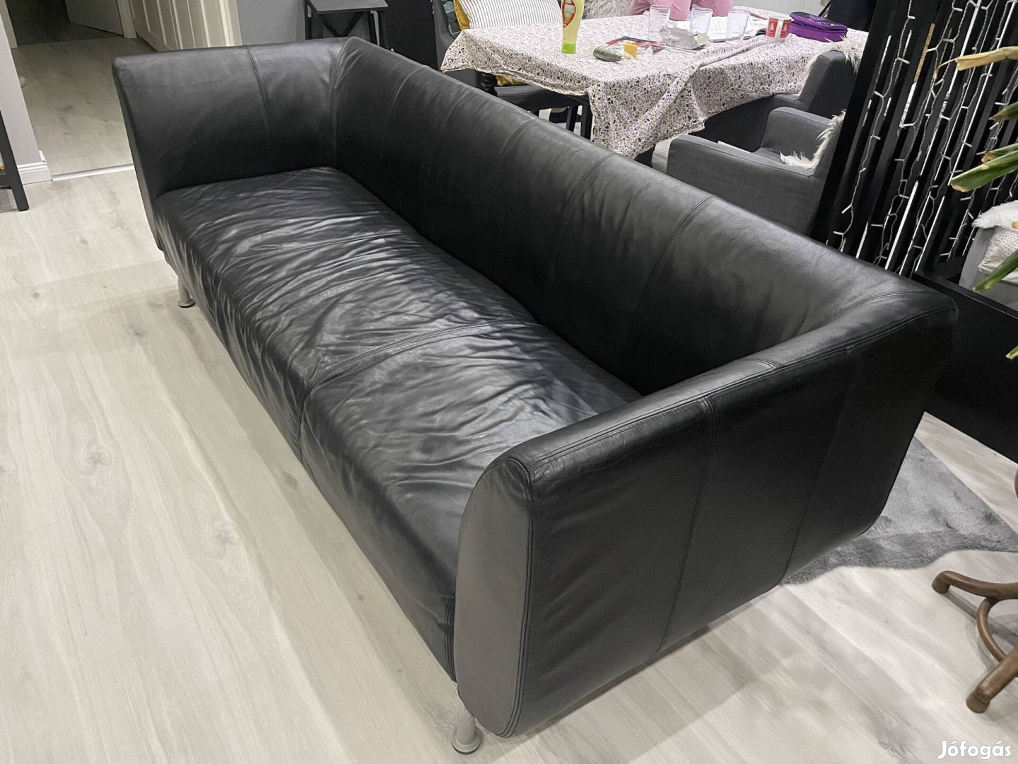 IKEA fekete bőr kanapé 