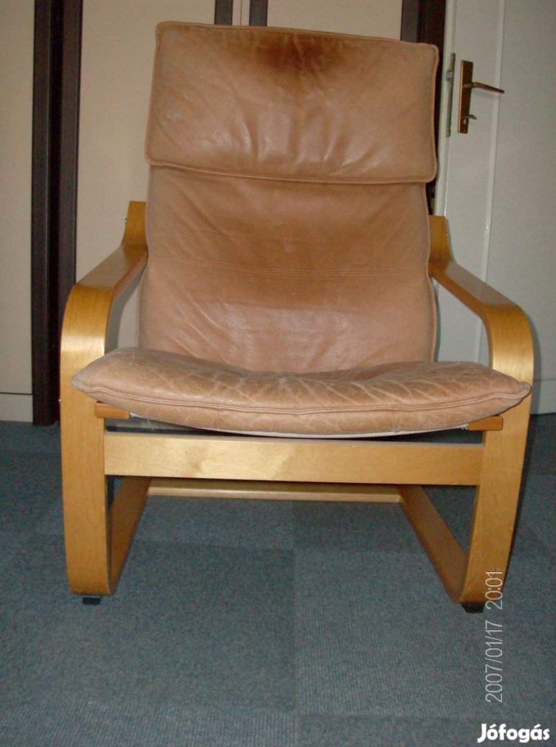IKEA fotel, Poang bőr (marhabőr) már nem forgalmazzák, alig használt