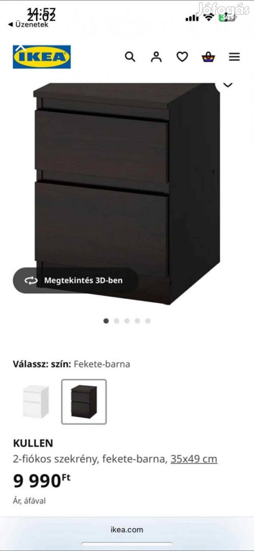 IKEA malm franciaágy és két éjjeliszekrény együtt