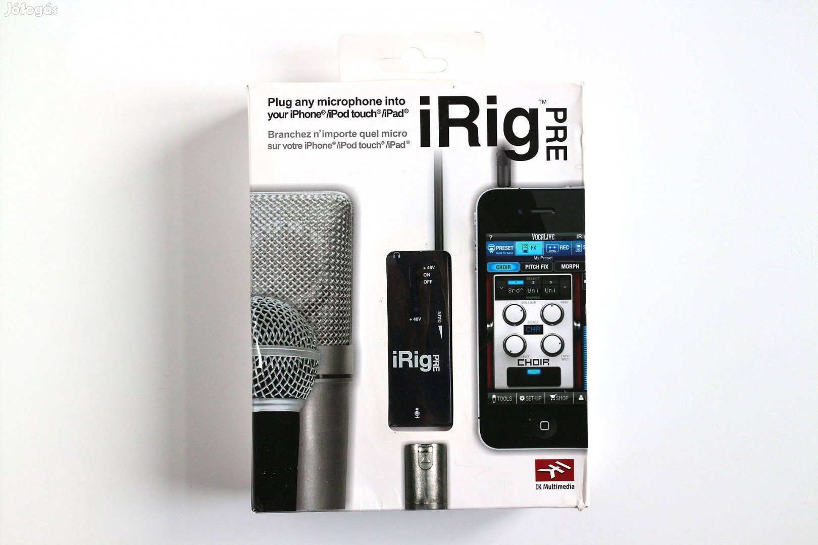 IK Multimedia irig PRE mikrofon előfok és fantomtáp mobil eszközökhöz
