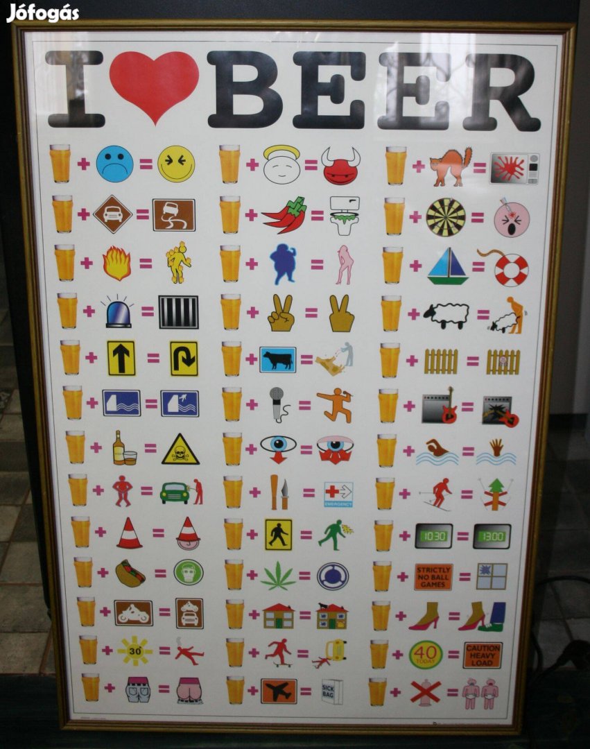 I Love Beer Plakát keretezve 93 x 63 cm