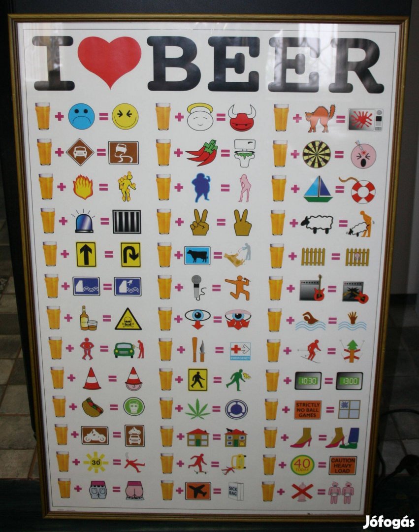 I Love Beer Plakát keretezve 93 x 63 cm