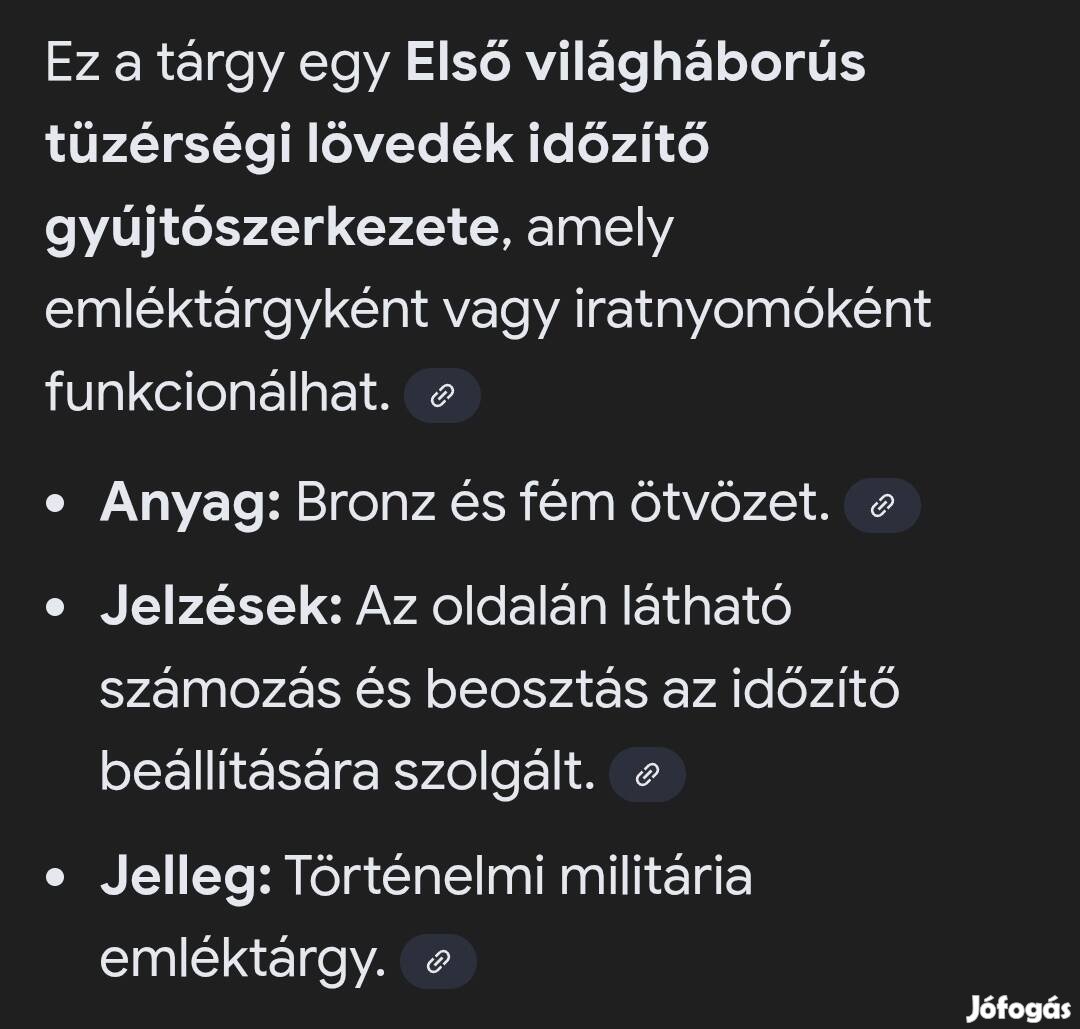 I. világháborús militária emléktárgy