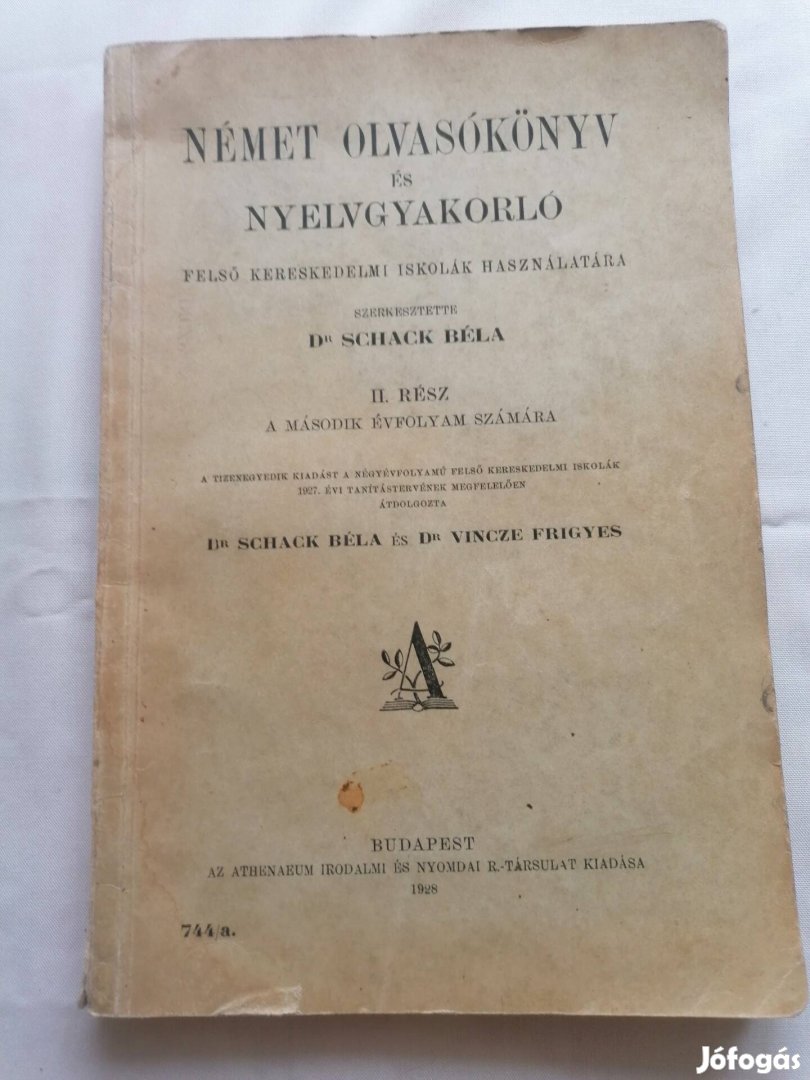 Igazi ritkaság a Német tankönyv 1928-ból!