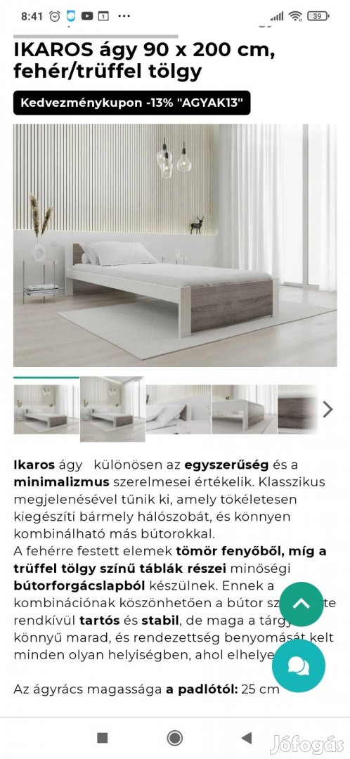 Ikaros ágy, 90x200 cm, új, szépséghibás 