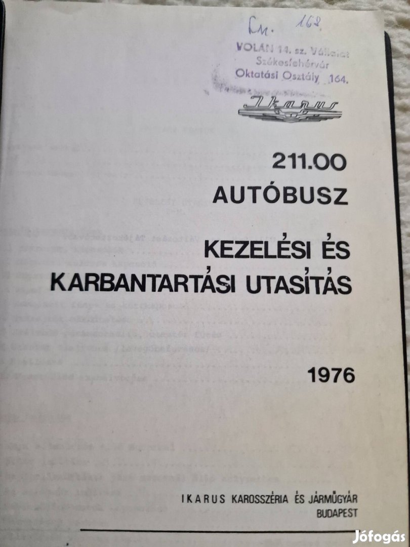 Ikarus kezelési-,  DDC- ,D10 motor üzemeltetési utasítások eladó 