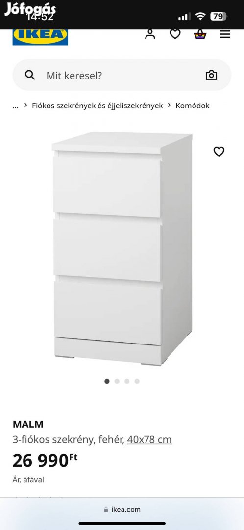 Ikea 3 fiókos szekrény