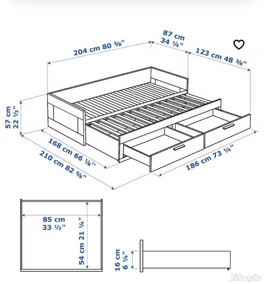 Ikea 80/160 ágy, francia ágy újszerü állapotban