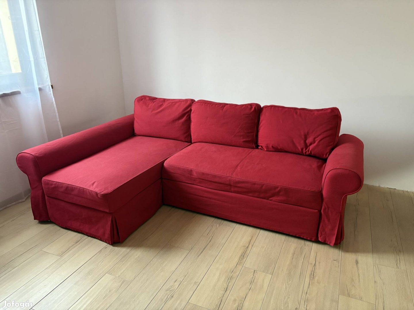 Ikea Backabro piros sarokkanapé