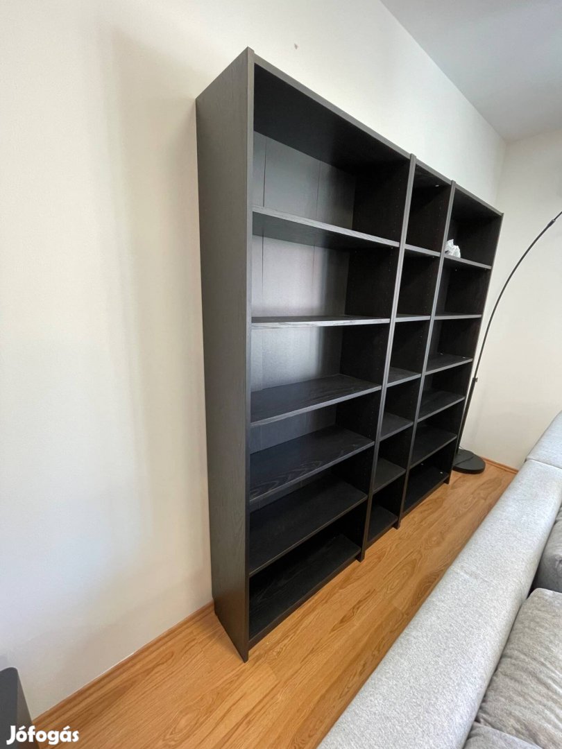 Ikea Billy könyvespolc 3 db, fekete tölgyfa hatású