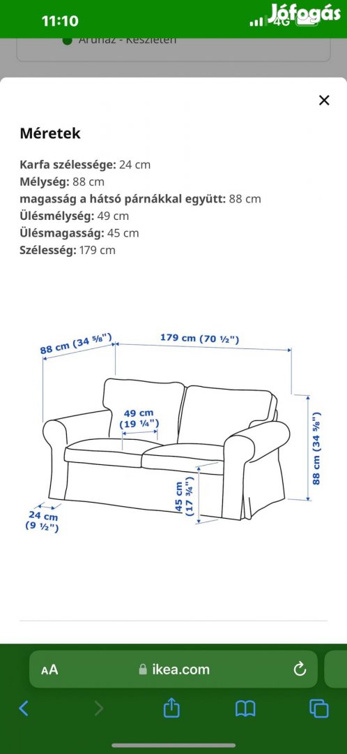 Ikea Ektorp 2 személyes kanapé váz
