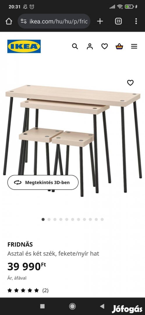 Ikea Fridnas asztal és szék szett