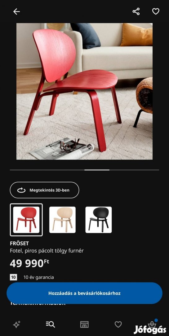 Ikea Fröset Szék Fotel Új, Dobozban Piros, 4DB Van