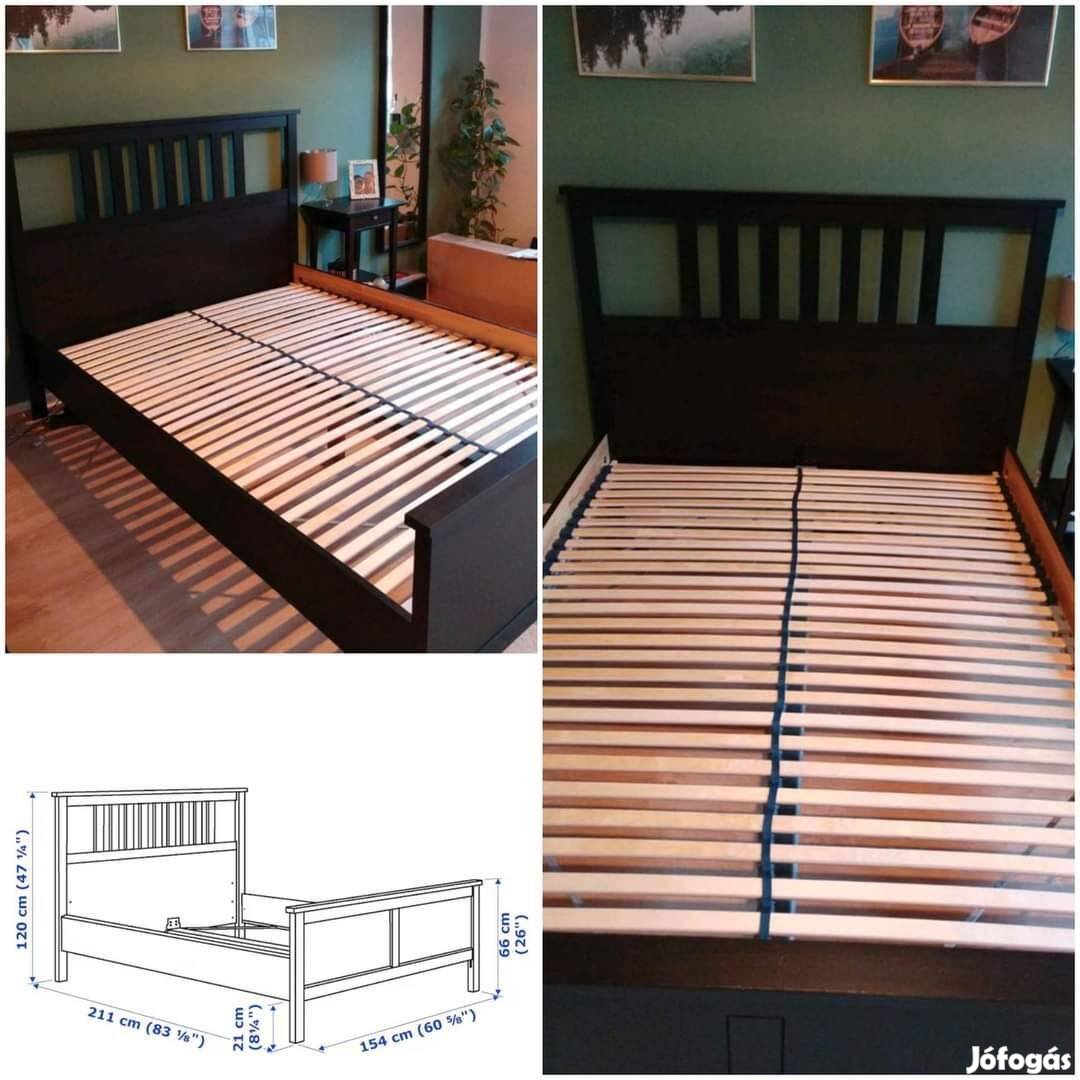 Ikea Hemnes franciaágy ágykeret ágy 140x200 cm tömör fa